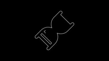 Siyah arkaplanda beyaz çizgi DNA sembolü izole edilmiş. 4K Video hareketli grafik canlandırması.