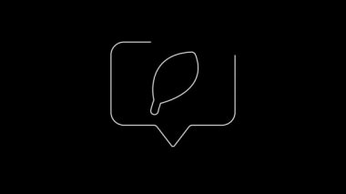 White line Location with leaf icon isolated on black background. Eco energy concept. Alternative energy concept. 4K Video motion graphic animation.
