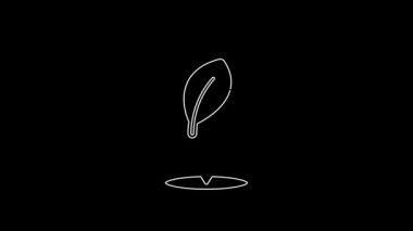White line Location with leaf icon isolated on black background. Eco energy concept. Alternative energy concept. 4K Video motion graphic animation.