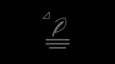 White line Eco paper with leaf icon isolated on black background. Suitable for business, education and nature. 4K Video motion graphic animation.
