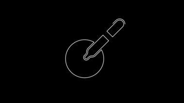 Siyah zemin üzerinde pipet simgesi olan beyaz çizgi Petri kabı. 4K Video hareketli grafik canlandırması.