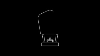 White line Chinese paper lantern icon isolated on black background. 4K Video motion graphic animation.