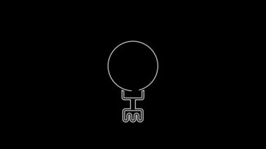 White line Chinese paper lantern icon isolated on black background. 4K Video motion graphic animation.