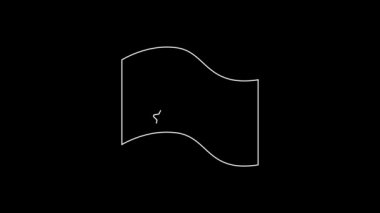 White line China flag icon isolated on black background. 4K Video motion graphic animation.