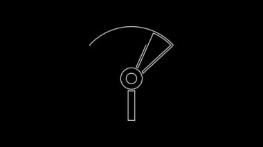 Beyaz çizgi Geleneksel Çin veya Japon katlama hayran ikonu siyah arka planda izole. 4K Video hareketli grafik canlandırması.