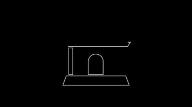 White line Traditional chinese house icon isolated on black background. 4K Video motion graphic animation.