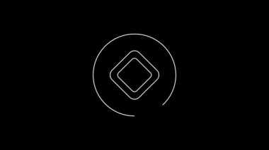 White line Chinese Yuan currency symbol icon isolated on black background. Coin money. Banking currency sign. Cash symbol. 4K Video motion graphic animation.