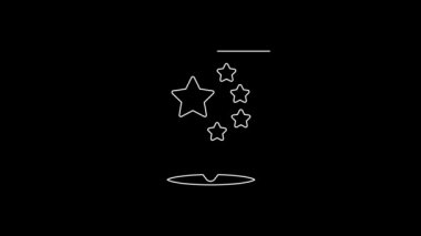White line China flag icon isolated on black background. 4K Video motion graphic animation.