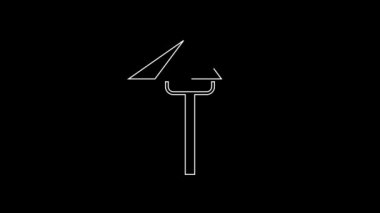 Beyaz çizgi geleneksel Japon şemsiyesi güneş simgesinden izole edilmiş siyah arkaplanda. 4K Video hareketli grafik canlandırması.