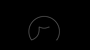 Beyaz çizgi Çin fal kurabiyesi ikonu siyah arka planda izole edildi. Geleneksel Asya. 4K Video hareketli grafik canlandırması.