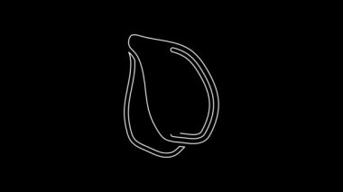 White line Mussel icon isolated on black background. Fresh delicious seafood. 4K Video motion graphic animation.