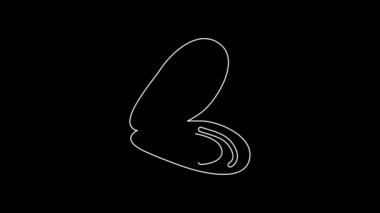 White line Mussel icon isolated on black background. Fresh delicious seafood. 4K Video motion graphic animation.