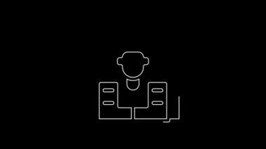 White line Fisherman icon isolated on black background. 4K Video motion graphic animation.