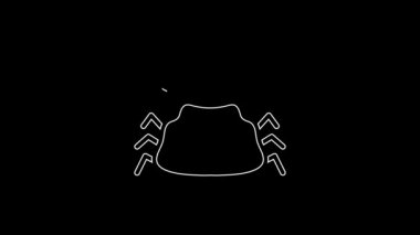 White line Crab icon isolated on black background. 4K Video motion graphic animation.