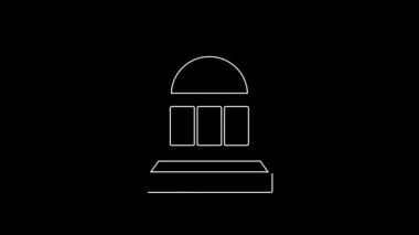 Siyah arka planda izole edilmiş şanslı yedili büyük ikramiye ikonu olan beyaz çizgi kumar makinesi. 4K Video hareketli grafik canlandırması.