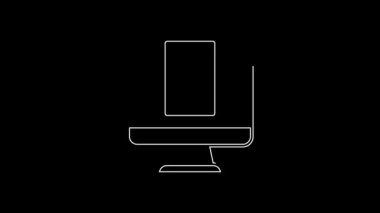 Beyaz çizgi Online poker masası simgesi siyah arkaplanda izole edildi. İnternetteki kumarhane. 4K Video hareketli grafik canlandırması.
