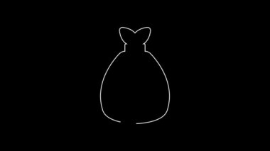 Beyaz çizgi Para Çantası simgesi siyah arkaplanda izole edildi. Dolar ya da USD sembolü. Nakit bankacılık tabelası. 4K Video hareketli grafik canlandırması.