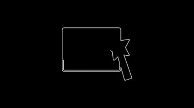 White line Photo retouching icon isolated on black background. Photographer, photography, retouch icon. 4K Video motion graphic animation.