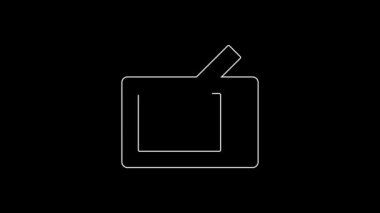 Siyah arkaplanda beyaz çizgi grafik tableti simgesi izole edildi. 4K Video hareketli grafik canlandırması.