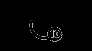 White line Camera timer icon isolated on black background. Photo exposure. Stopwatch timer 10 seconds. 4K Video motion graphic animation.
