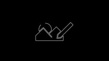 White line Photo retouching icon isolated on black background. Photographer, photography, retouch icon. 4K Video motion graphic animation.