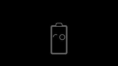 White line Remote control for the camera icon isolated on black background. An auxiliary device that allows you to work with a camera from a distance. 4K Video motion graphic animation.