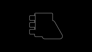 White line House under protection icon isolated on black background. Home and lock. Protection, safety, security, protect, defense concept. 4K Video motion graphic animation.