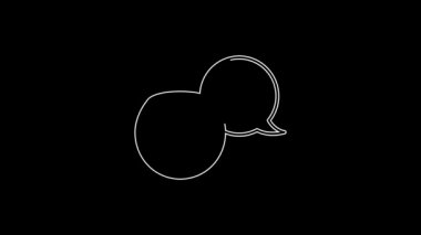 Beyaz çizgi ses yardımcısı simgesi siyah arkaplanda izole edildi. Ses kontrol arayüzü akıllı hoparlör. 4K Video hareketli grafik canlandırması.