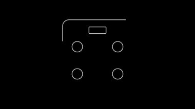 White line Smart bathroom scales icon isolated on black background. Weight measure equipment. Internet of things concept with wireless connection. 4K Video motion graphic animation.