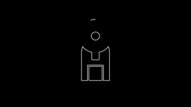 White line Smart coffee machine system icon isolated on black background. Internet of things concept with wireless connection. 4K Video motion graphic animation.