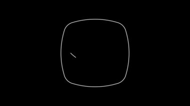 Beyaz çizgi güvenlik kamerası simgesi siyah arkaplanda izole edildi. 4K Video hareketli grafik canlandırması.