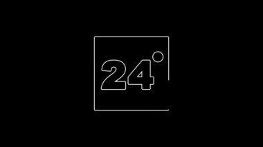White line Thermostat icon isolated on black background. Temperature control. 4K Video motion graphic animation.