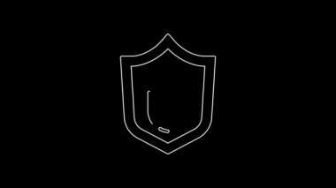 Beyaz çizgi parmak izi simgesi siyah arkaplanda izole edildi. Kimlik uygulaması simgesi. Kimlik işareti. Kimliğe dokun. 4K Video hareketli grafik canlandırması.