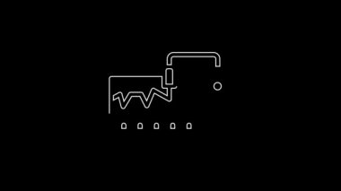 White line Electrical measuring instrument icon isolated on black background. Analog devices. Measuring device laboratory research. 4K Video motion graphic animation.