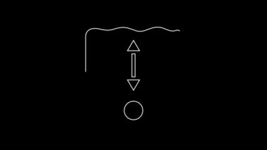White line Depth measurement icon isolated on black background. Water depth. 4K Video motion graphic animation.