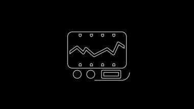 White line Electrical measuring instrument icon isolated on black background. Analog devices. Measuring device laboratory research. 4K Video motion graphic animation.