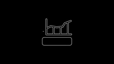 Beyaz çizgi grafiği, çizelgesi, çizelgesi, diyagramı, bilgi grafiği, turta grafik simgesi siyah arkaplanda izole edilmiş. 4K Video hareketli grafik canlandırması.