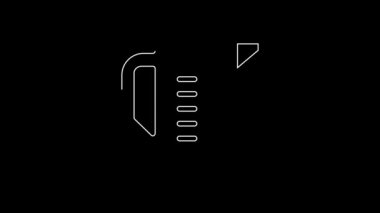 Siyah zemin üzerinde izole edilmiş kuru ve sıvı yiyecek ikonunu ölçmek için beyaz çizgi ölçme kabı. Plastik şişenin sapı var. 4K Video hareketli grafik canlandırması.