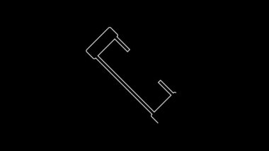 Beyaz çizgi inşaat balon düzeyi simgesi siyah arkaplanda izole edildi. Supaslar, ölçüm aletleri, ölçüm aletleri. 4K Video hareketli grafik canlandırması.