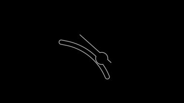 White line Hair clip icon isolated on black background. 4K Video motion graphic animation.