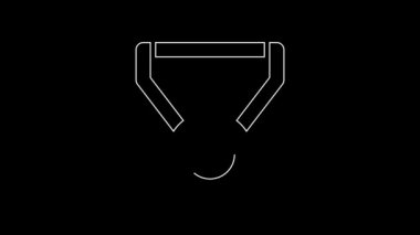 Beyaz çizgi madalyası simgesi siyah arkaplanda izole edildi. Kazanan sembol. 4K Video hareketli grafik canlandırması.