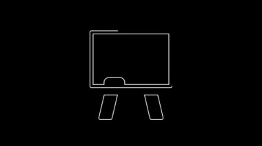 Siyah arkaplanda beyaz çizgi kireçtaşı simgesi izole edildi. Okul karatahtası. 4K Video hareketli grafik canlandırması.