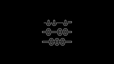 Beyaz çizgi abaküs simgesi siyah arkaplanda izole edildi. Geleneksel sayım çerçevesi. Eğitim işareti. Matematik okulu. 4K Video hareketli grafik canlandırması.