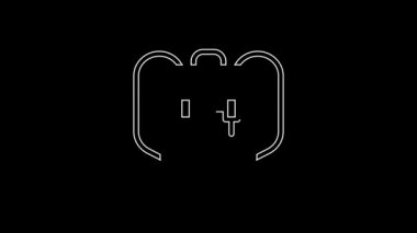 Beyaz çizgi okul sırt çantası simgesi siyah arkaplanda izole edildi. 4K Video hareketli grafik canlandırması.