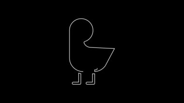 White line Little chick icon isolated on black background. 4K Video motion graphic animation.