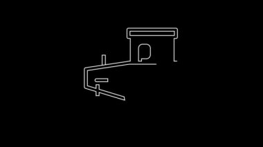 Beyaz çizgi çekici simgesi siyah arkaplanda izole edildi. 4K Video hareketli grafik canlandırması.