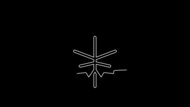 White line Leaf icon isolated on black background. Leaves sign. Fresh natural product symbol. 4K Video motion graphic animation.