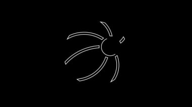 White line Beach ball icon isolated on black background. Children toy. 4K Video motion graphic animation.