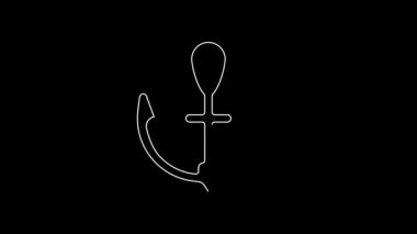 Beyaz çizgi dayanak noktası simgesi siyah arkaplanda izole edildi. 4K Video hareketli grafik canlandırması.