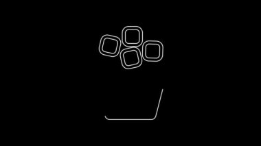 White line Ice bucket filled with ice cubes icon isolated on black background. 4K Video motion graphic animation.